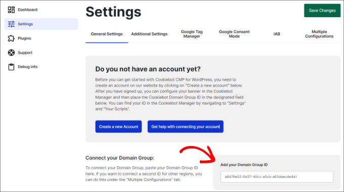 Enter your domain group ID