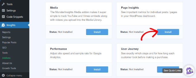 Install page insights addon
