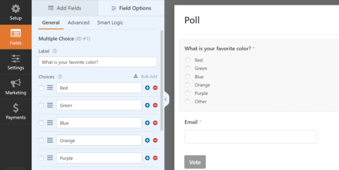 Rearrange poll question order