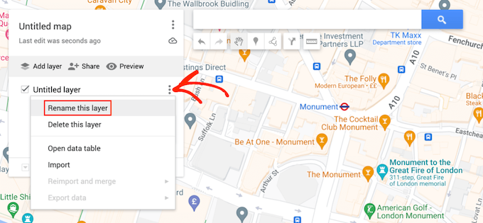 Renaming a map layer