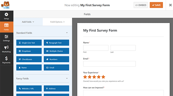 Survey form template