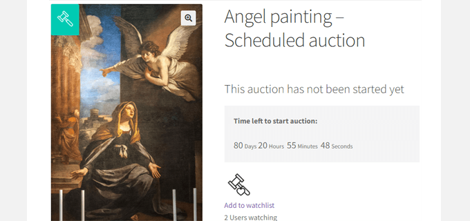 Auction product page