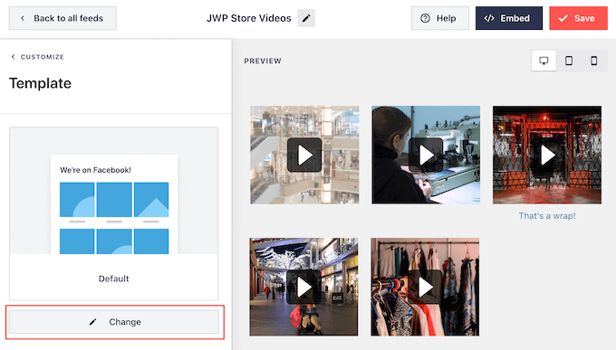Changing the Facebook video feed layout