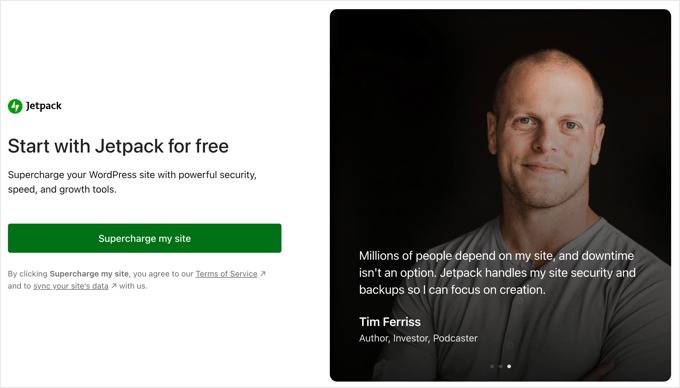 Connect JetPack to WordPress.com The Jetpack Welcome Screen