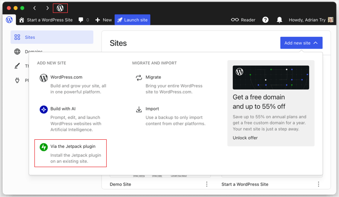 Add new site to WordPress app Add New Sites to the WordPress Desktop App by Installing Jetpack