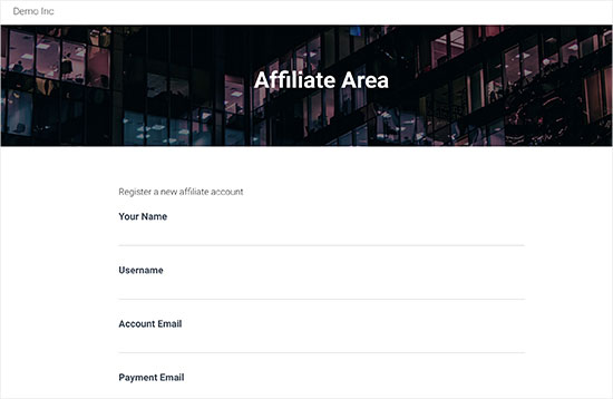 Affiliate area 