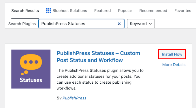Instalarea PublishPress Statuses în WordPress
