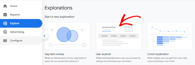 Select user explorer report