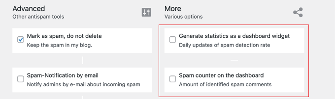 Antispam Bee More Settings