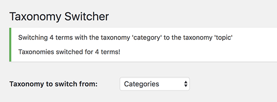 Successfully switched taxonomies
