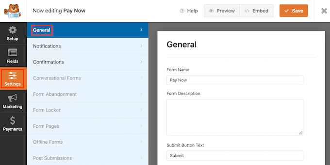 AJAX form submission settings