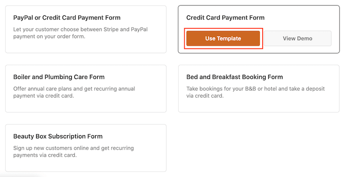 A Credit Card Payment form