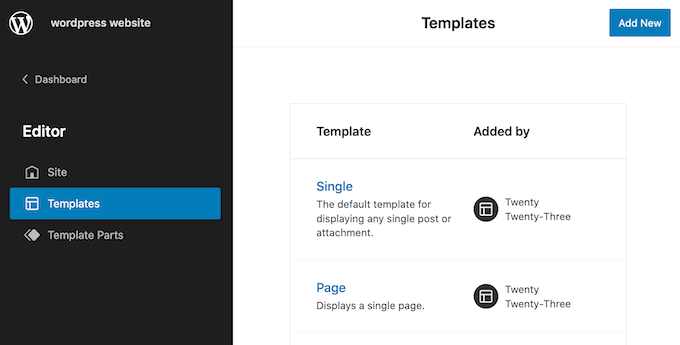 Browsing the block templates in the Full Site Editor (FSE)