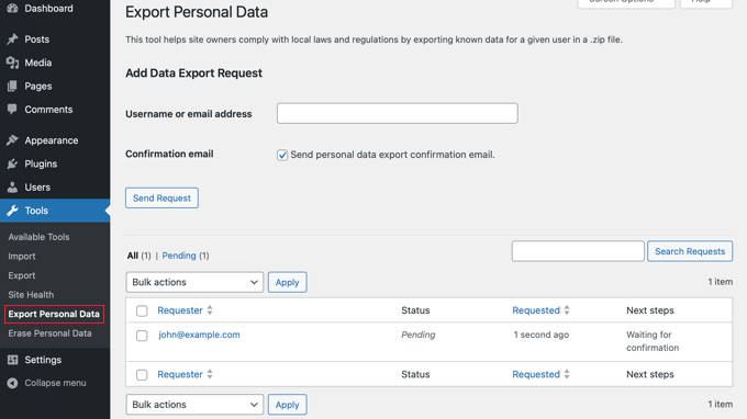 WordPress Data Handling - GDPR