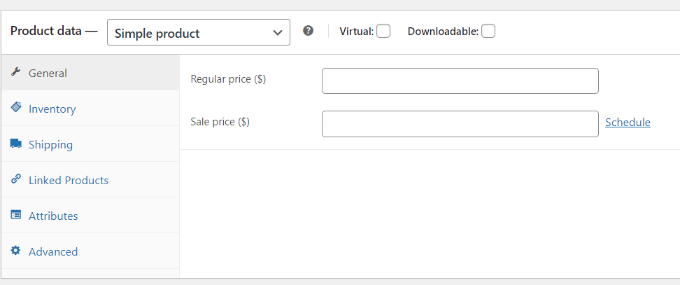 Leave the price settings blank