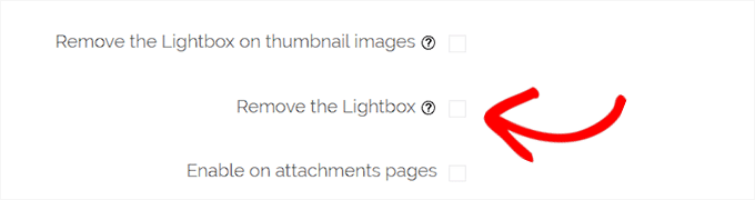 Remove the lightbox option by checking the box