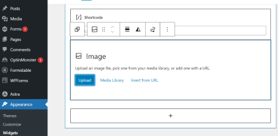 Upload image in widget block