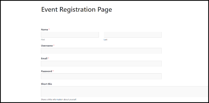 View event registration page