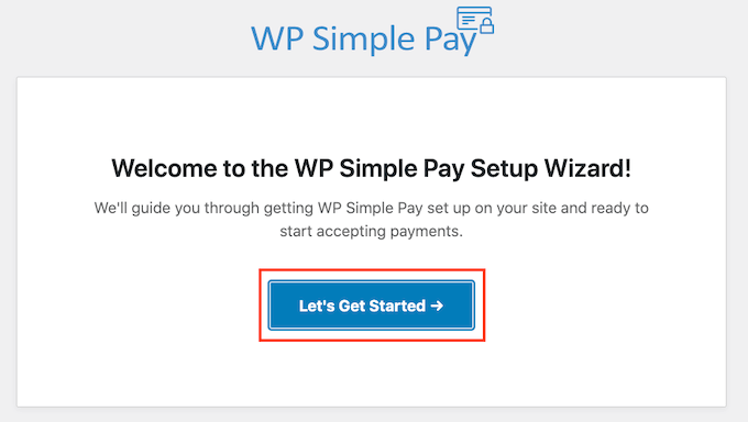 The WP Simple Pay setup wizard