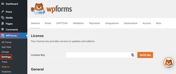 WPForms 的专业设置