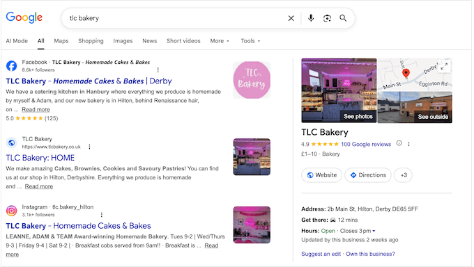 Un esempio di Profilo dell'attività su Google Un esempio di Profilo dell'attività su Google