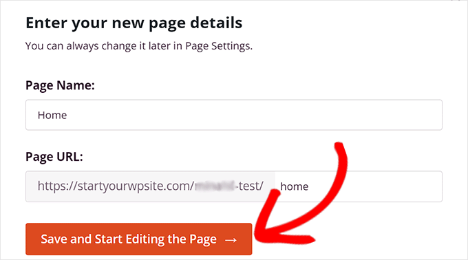 Enter your page details