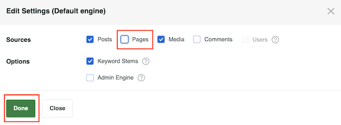 Excluding all pages from the WordPress search results