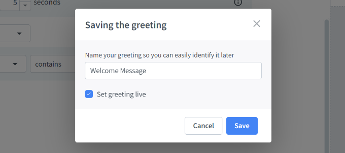 Save your greeting message