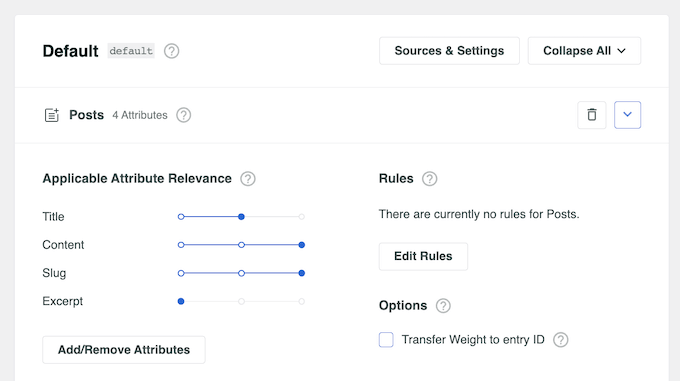 The SearchWP search algorithm settings