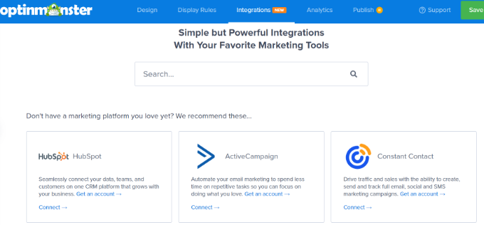Select the email marketing tool