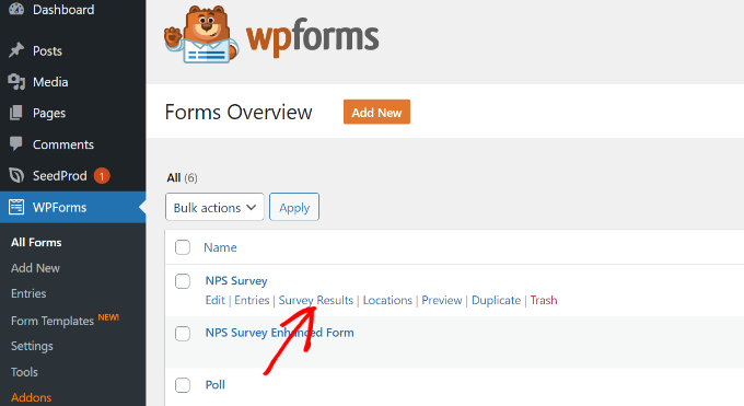 View survey results in WPForms