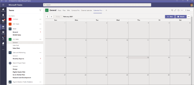 Microsoft Teams calendar