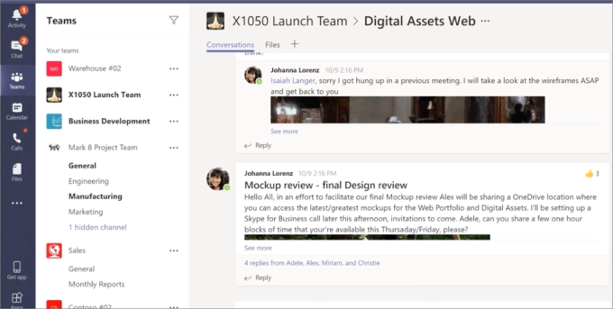 Microsoft Teams instant messaging chat
