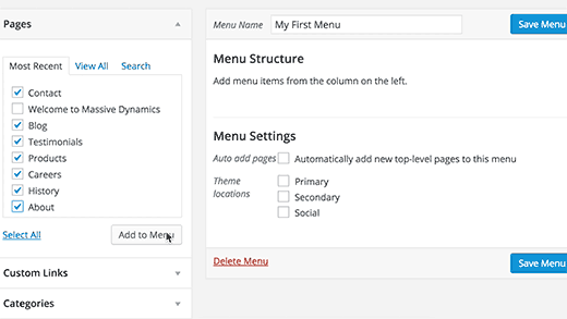 Adding navigation menus