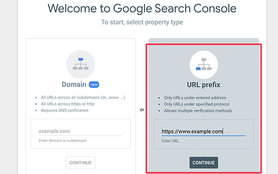 Add website URL in Google Search Console