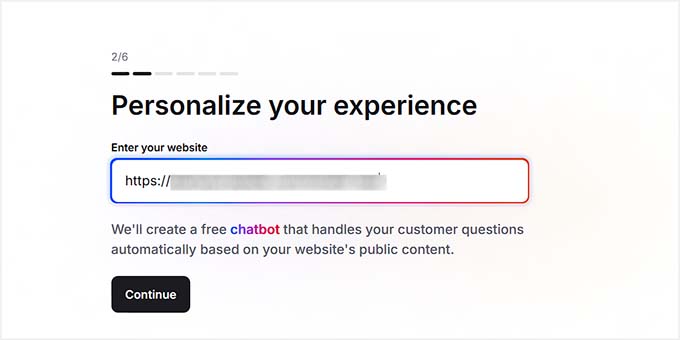 Ange webbplatsens URL i LiveChat-installationsguiden Ange webbplatsens URL i LiveChat-installationsguiden