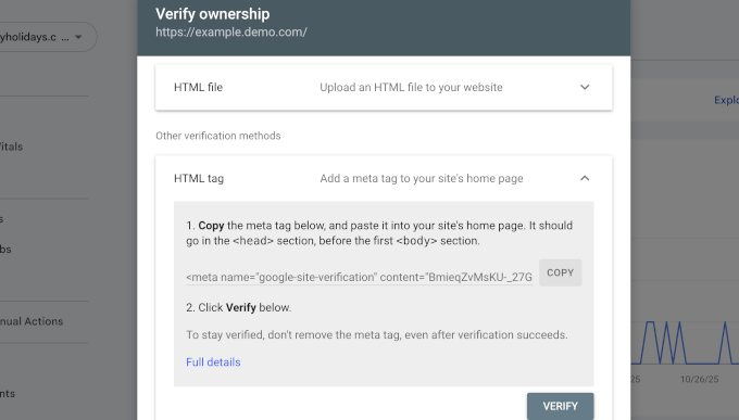 Google Search Console verify ownership