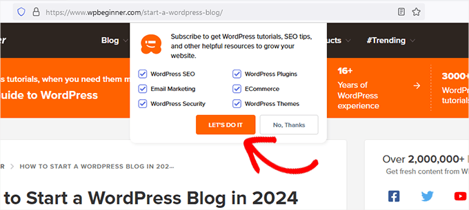 En push-notis, tillagd till WPBeginner med PushEngage En push-notis, tillagd till WPBeginner med PushEngage