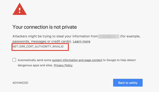 Certificate authority invalid error