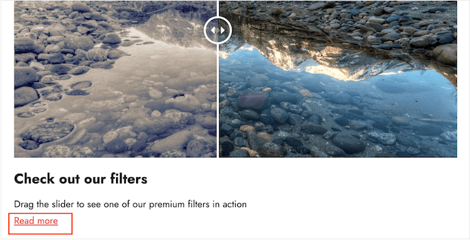 Adding a Read More link to a comparison image with a slide effect