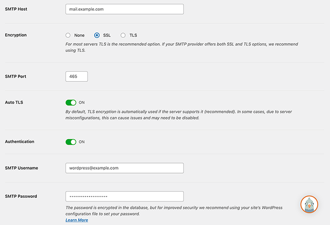 GreenGeeks SMTP settings for WP Mail SMTP