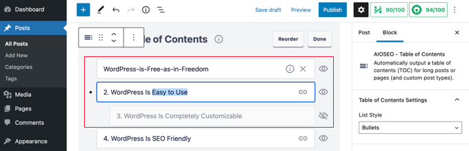 Customizing Your Table of Contents