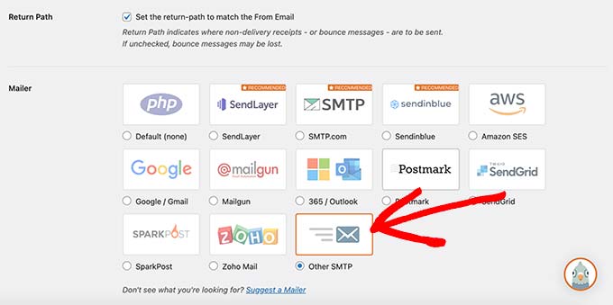WP Mail SMTP return path and mailer settings