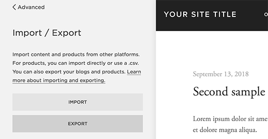 Export Squarespace