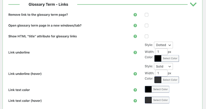 Styling the WordPress glossary or dictionary