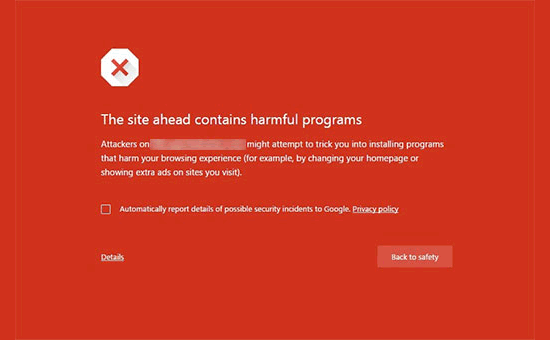 Google Chrome 中的有害网站警告