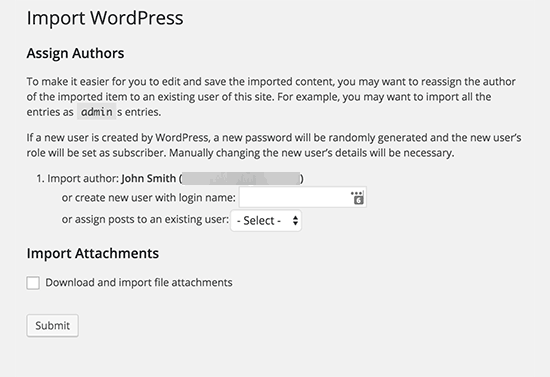 Import settings