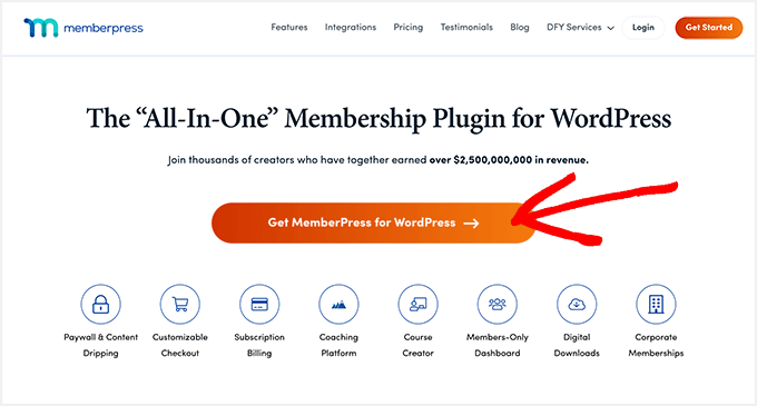 Sitio web de MemberPress