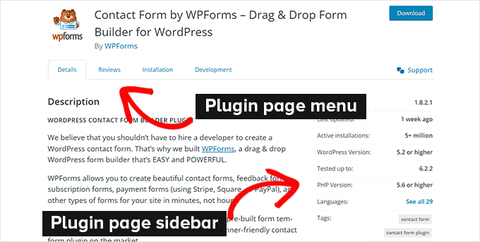 Plugin page sections
