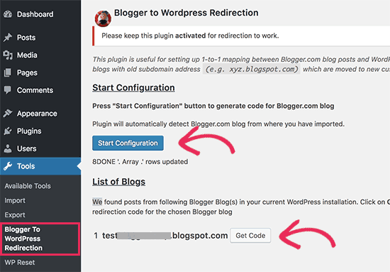 Yönlendirme kodunu alın | Blogger wordpress taşıma